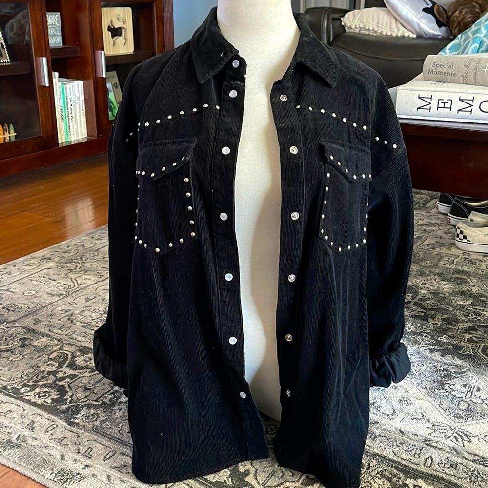 Oversized Studded corduroy jacket
